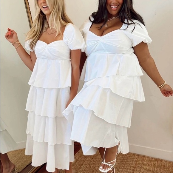 Show Me Your MuMu Dresses & Skirts - Show Me Your MuMu Va Va White Layered Midi Dress